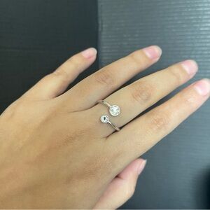 Sterling Silver Sizable Gem Cz Ring 925 Adjustable Women's Ring